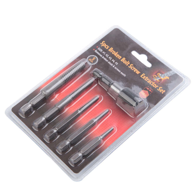 6pcs Bolt Remover Screw Extractor HSS Screw Remover Drill Bits with Hex Shank for Broken Damaged Bol