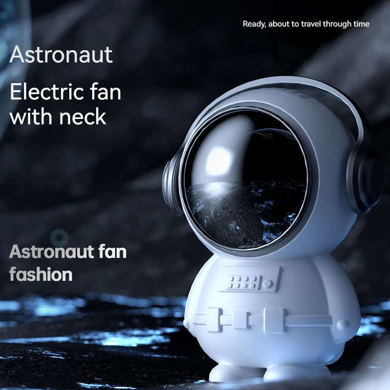 Personal Mini Fan Astronaut Leafless Fan Cute Spaceman Ornament USB Rechargeable Quiet Handheld Fan