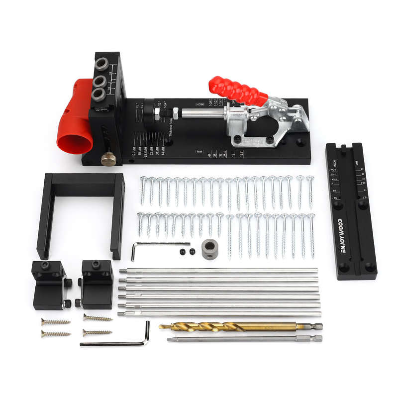 ENJOYWOOD XK4 PRO MAX Pocket Hole Jig Aluminum Alloy Adjustable Woodworking Drill Guide with Stabili
