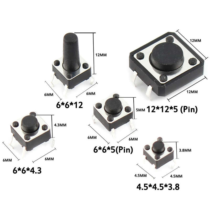 125pcs/Lot Touch Switch/Micro Switch /Push Buttons Switches 25 Types Assorted Kit 2*4/3*6/4*4/6*6 fo