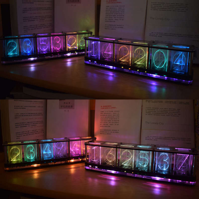 Geekcreit DIY Imitate Glow Clock Kit Full Color RGB Glow Tube Clock LED Music Spectrum Kit