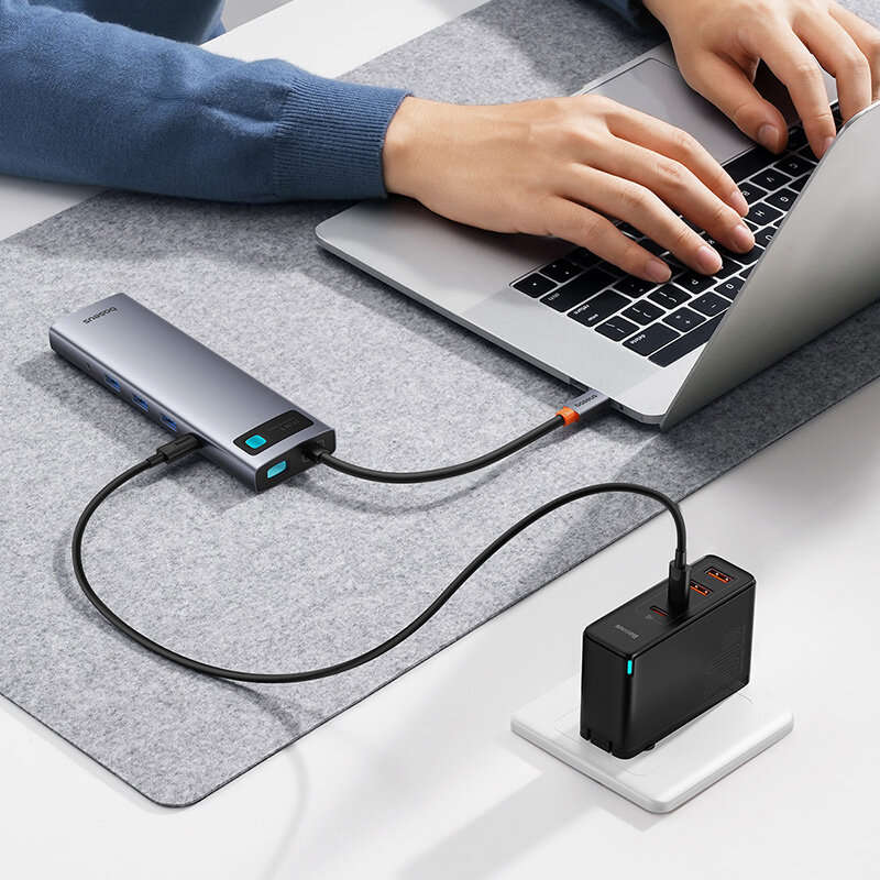 Baseus Metal Gleam Series 11-in-1 Type-C Docking Station USB Adapter with USB2.0 USB3.0*3 PD100W USB