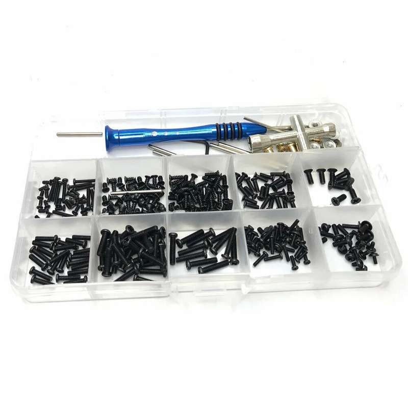 300pcs M2 M2.5 M3 Screw Fastener Kit Cross Sleeve Hex Wrench Swing Arm Pin Screws for Wltoys 144001