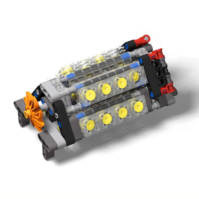 Mechanical Group V16 Cylinder Engine matched 6 Speed Gearbox MOC Building Bricks Parts Pack Blocks M