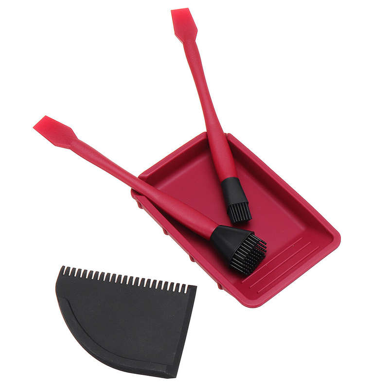 Wnew 4Pcs Silicone Glue Kit Wide/Narrow Brush with Flat Scraper and Glue Tray Woodworking Gluing Kit