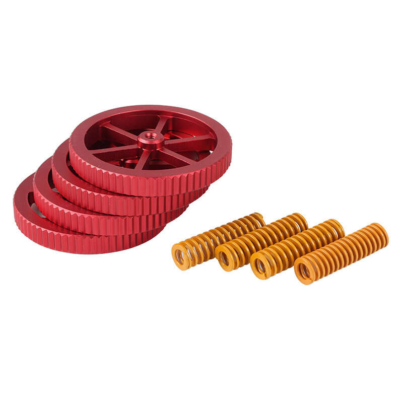 4Pcs Upgraded Metal Red Hand Screwed Leveling Nut + 4pcs Spring for Creality 3D Ender-3 Series 3D Pr