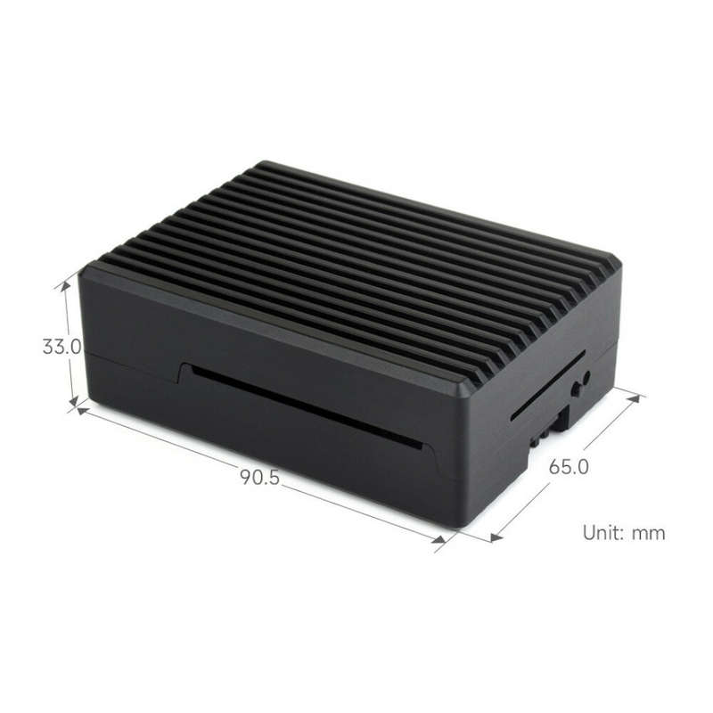 Aluminum Stripe Grooved Case For Raspberry Pi 5 Built-In Cooling Fan and Heatsink Pillars