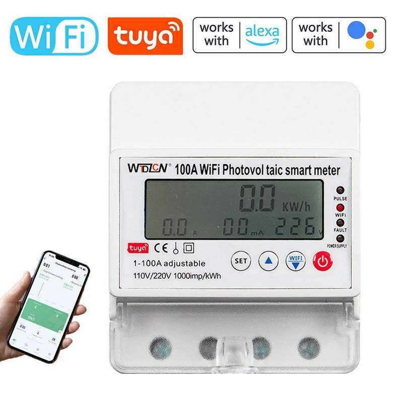 Tuya WiFi Intelligent Photovoltaic Meter Breaker Timer Multifunctional Solar Bidirectional Hour Mete