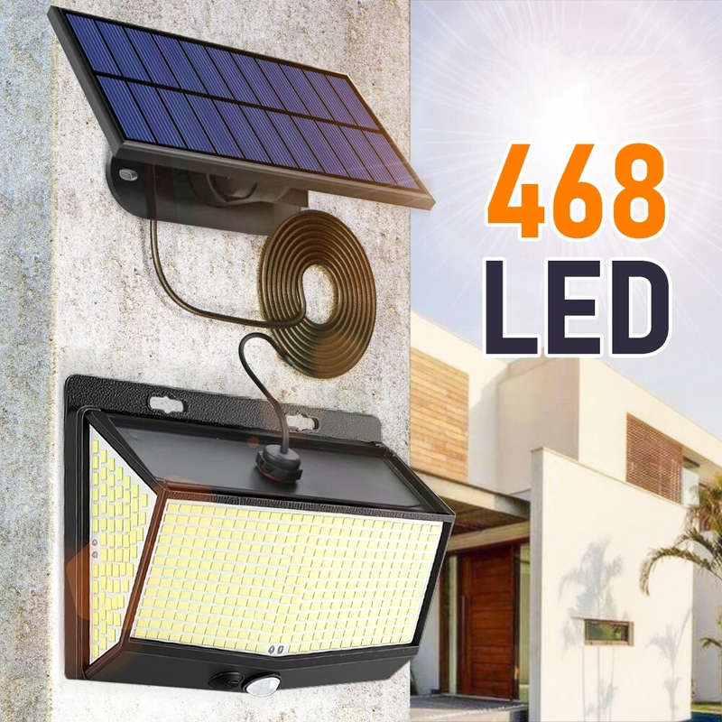 468 LED Super Bright Outdoor Solar Lamp Waterproof 3 Modes Motion Sensor Human Induction Solar Garde
