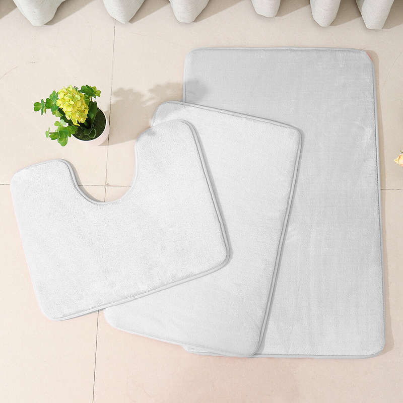 3PCS Multi-color Bath Mat Set Non-slip Soft Bathroom Carpet Coral Fleece Memory Foam Rug Set Washabl