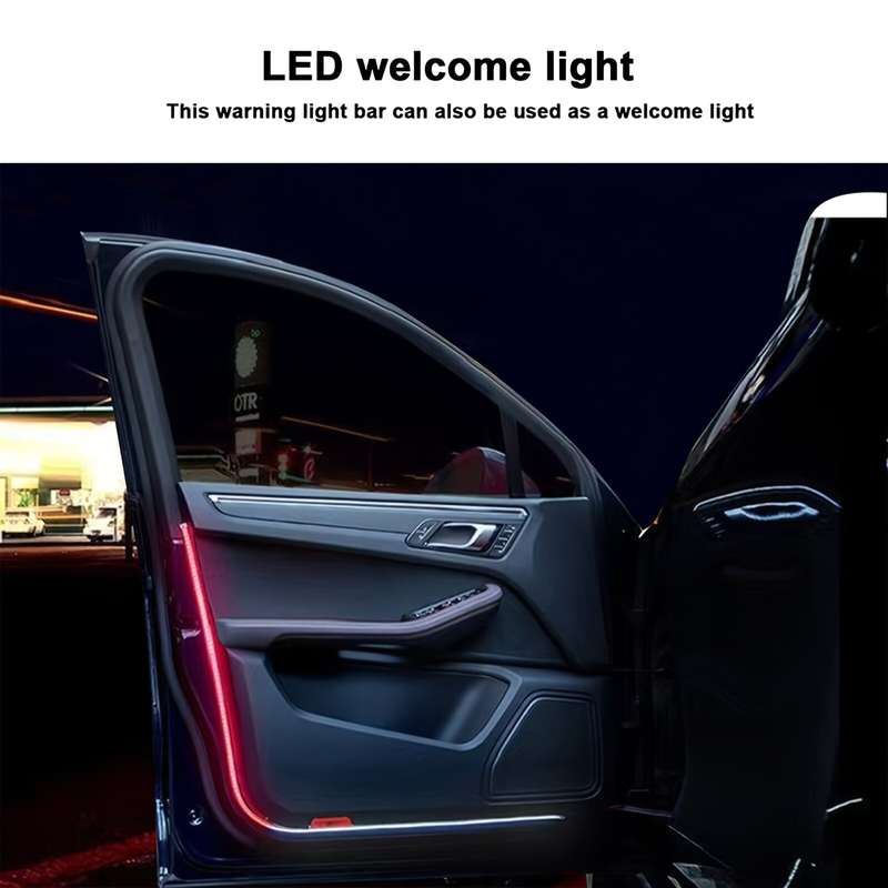 Set Of 2 1.5M Car LED Door Flowing Strip Lamp Car Door Streamer Warning Light Door Side Light Bar Re