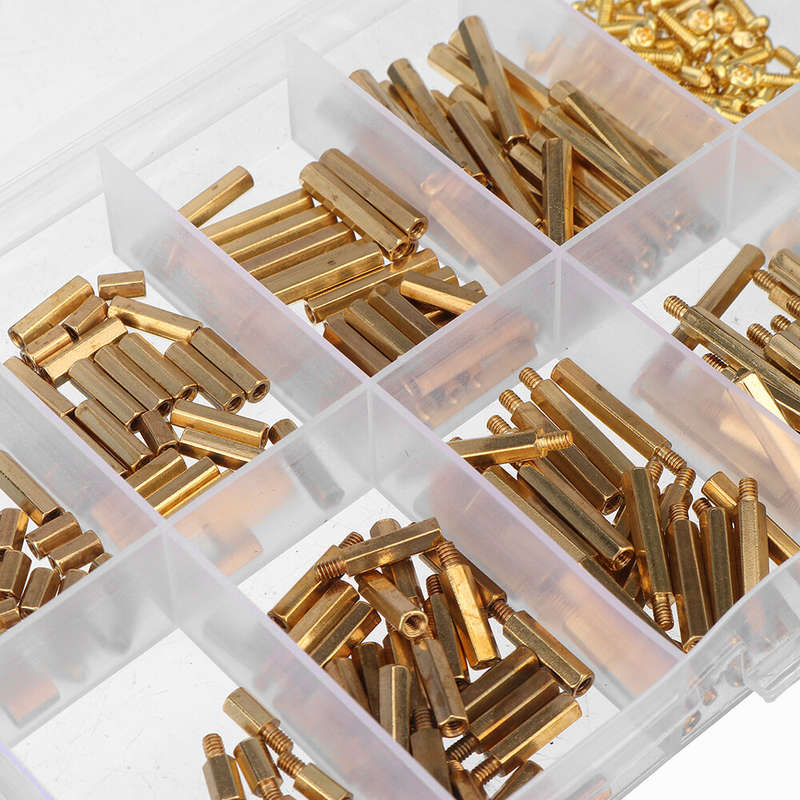 280Pcs M2.5 Hex Nut Assortment Kit Head Brass Spacing Double-pass Screw Threaded Pillar PCB Computer
