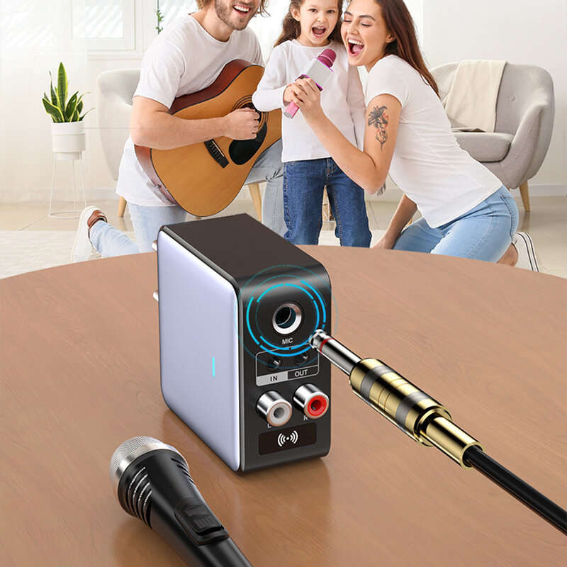 OMS-H6 bluetooth 5.3 Audio Transmitter Receiver 3.5mm AUX/RCA/U-Disk/TF/USB/6.5mm MIC Karaoke HIFI S