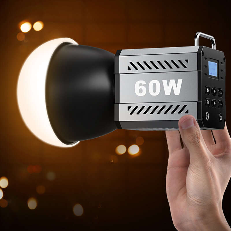 ZU60 60W COB Video Dimmable Light 2700-7500K Handheld Photographic LED Light for Photo Studio Film C