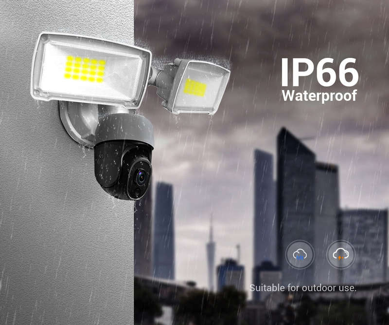 ESCAM QF613 2MP WiFi Floodlight IP Camera PTZ Color Night Vision Two-way Audio H.265 IP66 Waterproof