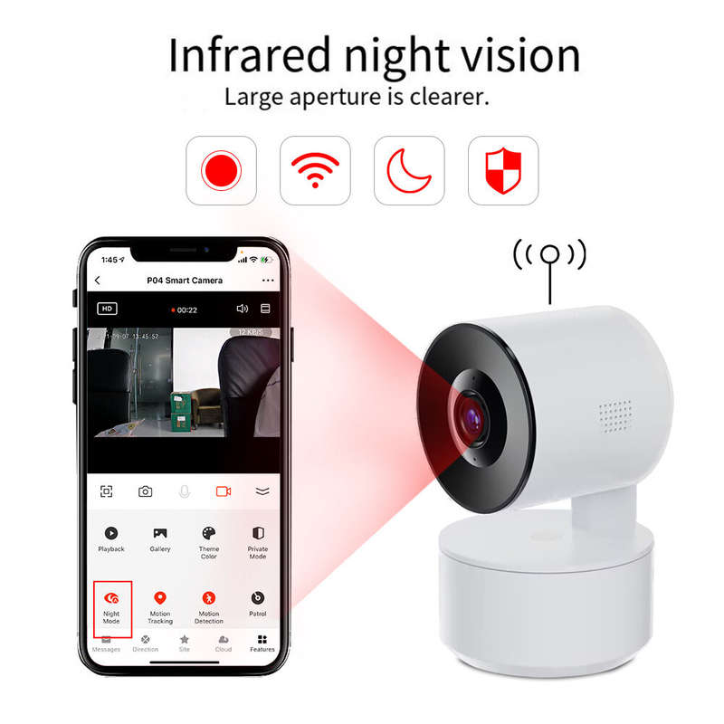 Dood WiFi Smart Camera EU Plug Auto Tracking Infrared Night Vision Motion Detection for Home Securit
