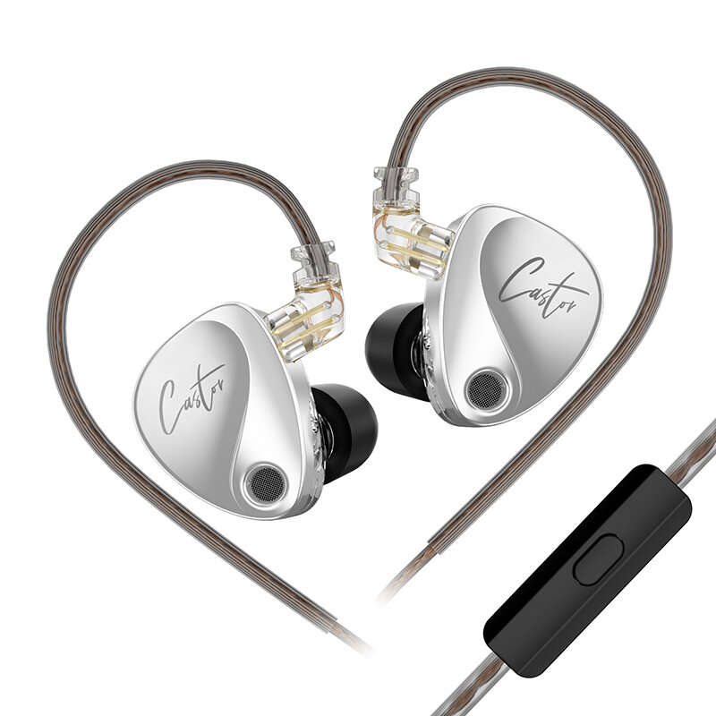 KZ Castor Wired Earphone Tuning Adjustable Dual Drivers IEM HiFi Sound Deep Bass 3.5mm Wired In-ear