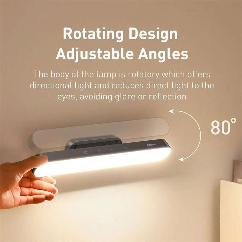 Baseus Night Light Hanging Magnetic LED Table Lamp Stepless Dimming Desk Lamp Rechargeable Cabinet L