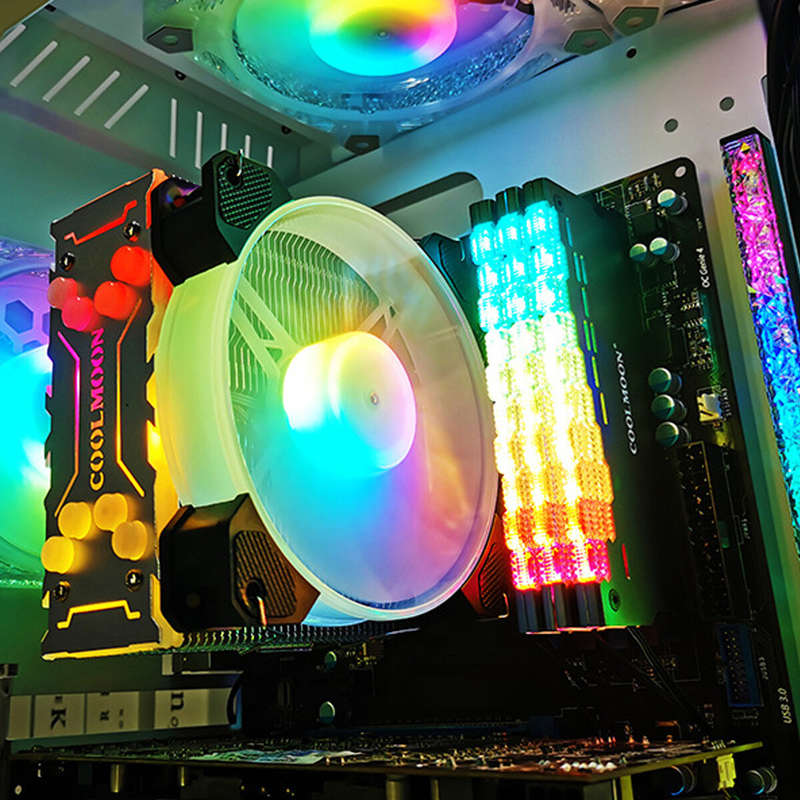 COOLMOON X400 ARGB CPU Cooler 4 Heat Pipes 5V 3Pin TDP 125W For Intel/AMD