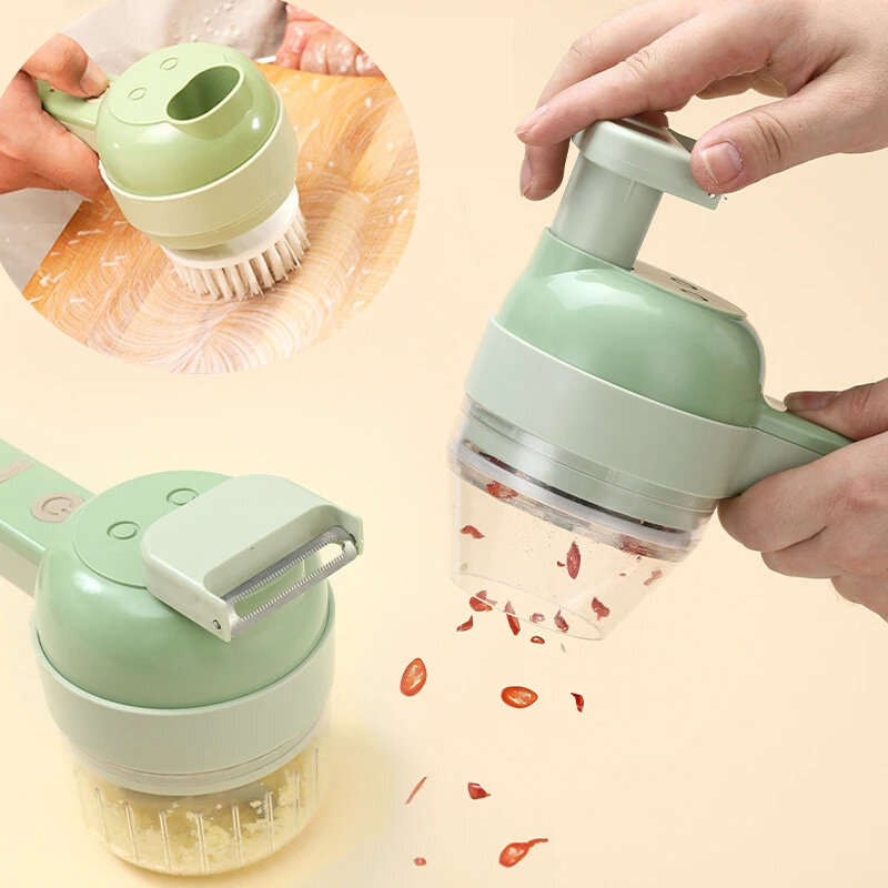 4-in-1 Handheld Electric Vegetable Cutter and Meat Mincer Quick and Convenient Kitchen with Direct-t