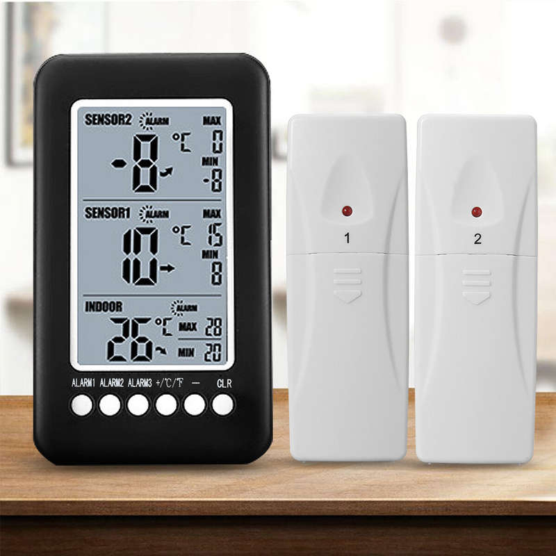 Digital Indoor Outdoor Thermometer Dual Sensor LCD Display with Trend Indicators Max Min Temperature