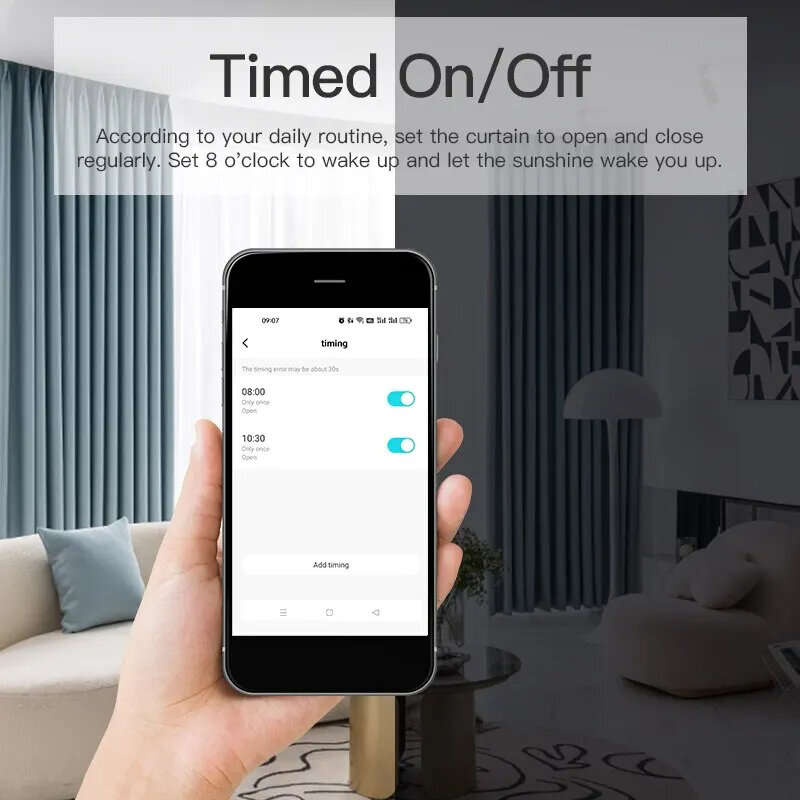 Tuya Smart WiFi Curtain Motor for Roman/T/U Track Automatic Open Smart Electric Curtain Robot APP Vo