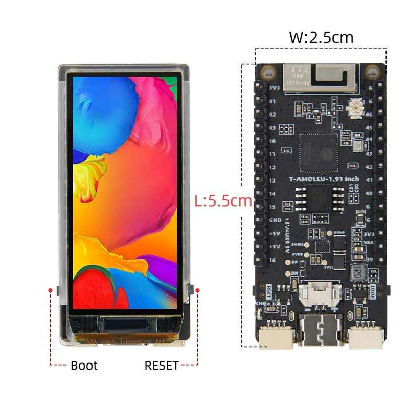LILYGO T-Display-S3 AMOLED Screen ESP32-S3 1.91-inch RM67162 Display Development Board WiFi Bluetoot