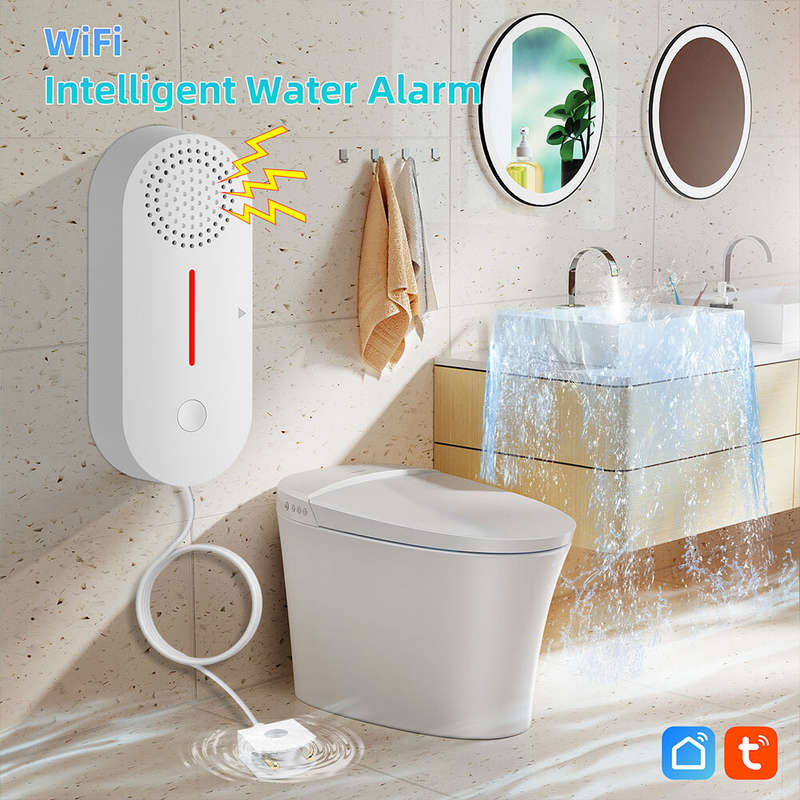 Tuya WiFi Smart Water Leakage Sensor Real-time Water Level Monitoring Overflow Leakage Detector APP