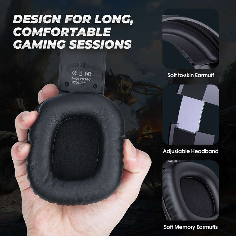 ONIKUMA X21 RGB Gaming Headset GB Light Stereo Noise Canceling Headphones with Mic Audio Adapter