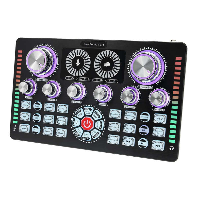 Q7 Live Sound Card Sound Mixer Podcast Karaoke Home Studio Record Professional Soundcard bluetooth M