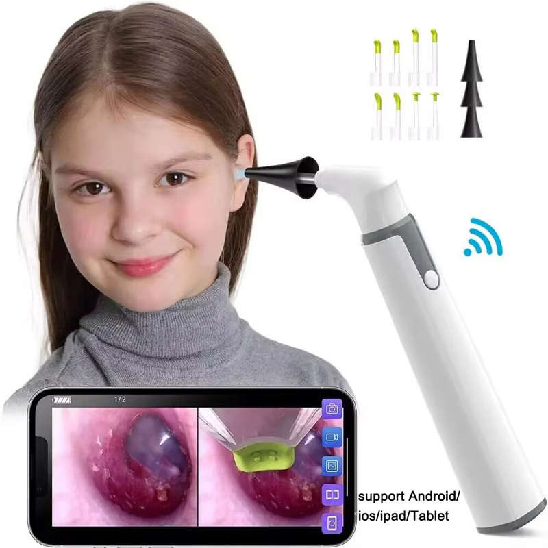 Wireless Otoscope Ear Camera 3.9mm 1080P HD WiFi Ear Scope with 6 LED Lights for Kids and Adults Sup
