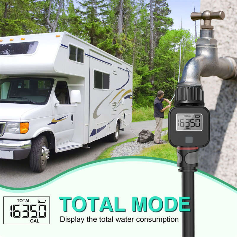 SGS05 Digital Water Flow Meter High Accuracy IP6X Waterproof Four-mode Measure Water Consumption and