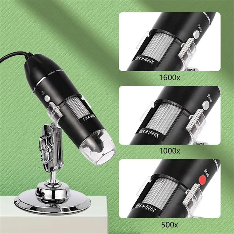 3 in 1 1600X Digital Microscope Camera Type-C USB Portable High Resolution LED Magnifier for Solderi