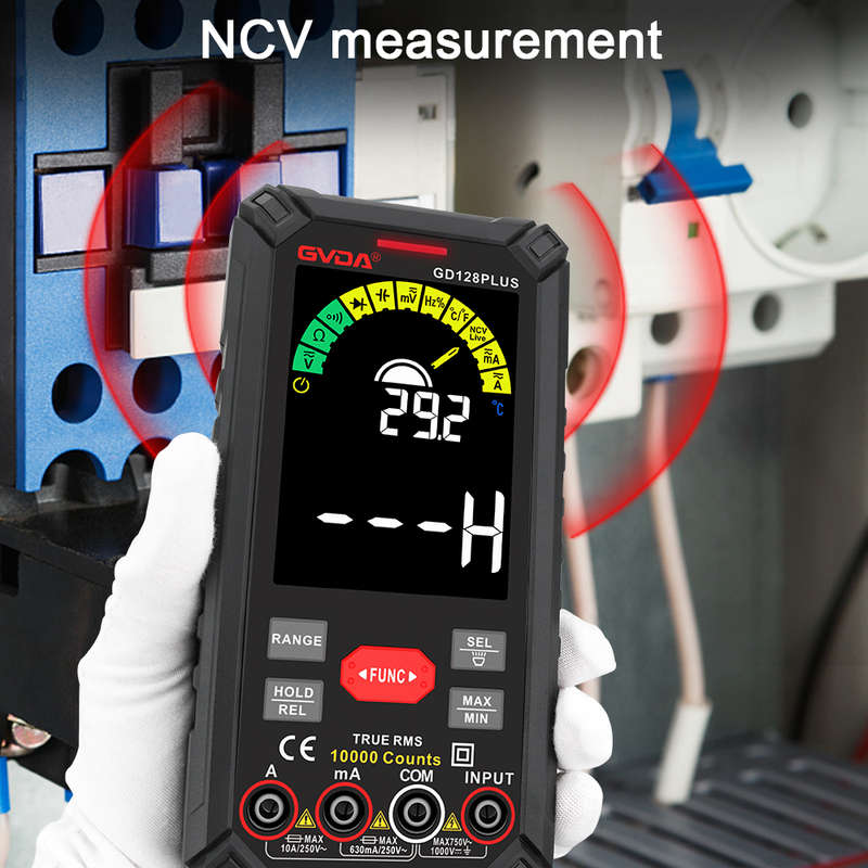 GVDA 128PLUS Smart Digital Multimeter 9999 counts LCD Color Display DC AC Voltage Current True RMS M