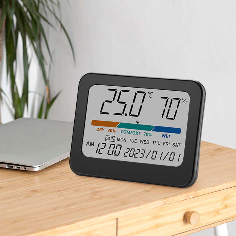 323 Multifunctional Indoor Thermometer with Humidity Gauge Accurate Readings Comfort Indicator Time