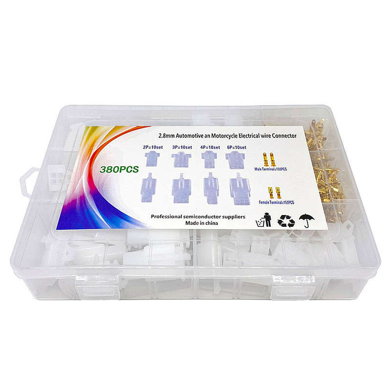 380PCS Automobile Motorcycle 2.8mm 2P/3P/4P/6P Electrical Terminal Wire Connector 40 Sets