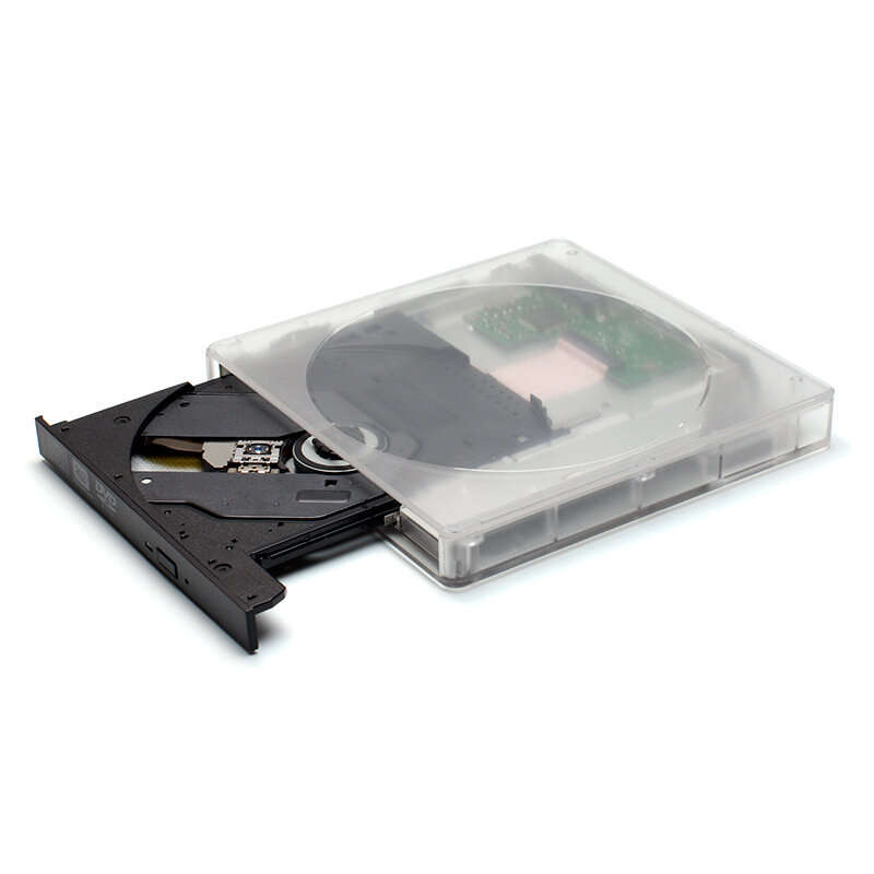 External Optical Drive USB 3.0 Type-C Transparent CD/DVD/VCD Burner Player Reader RW Drive for Mac W
