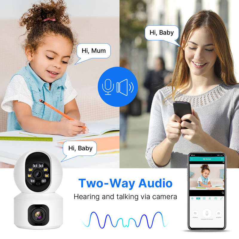 Hiseeu FH3C 2MP+2MP 1080P WiFi Baby Monitor PTZ 4MP Dual Lens Dual Screen Camera Indoor AI Tracking
