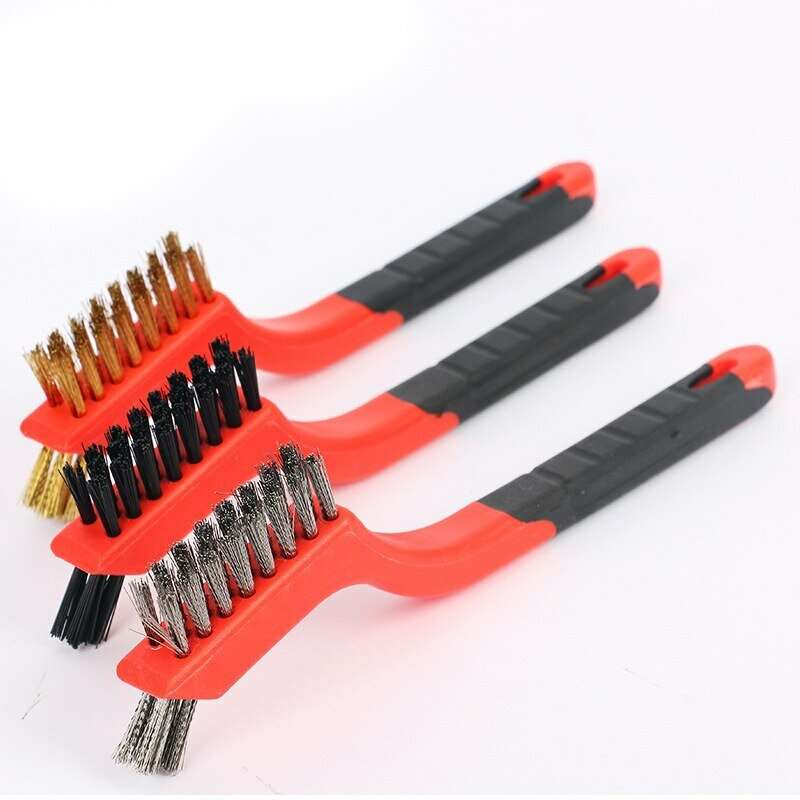 3 Packs Wire Cleaning Brush Stainless Steel/Brass/Nylon Bristles Brush Polishing Rust Remover Kitche
