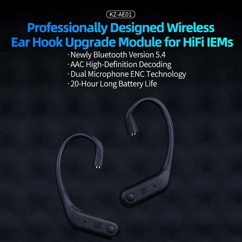 KZ AE01 Wireless bluetooth 5.4 Module HiFi Sound Dual-Mic ENC Noise Cancelling 20H Playback Low Dela