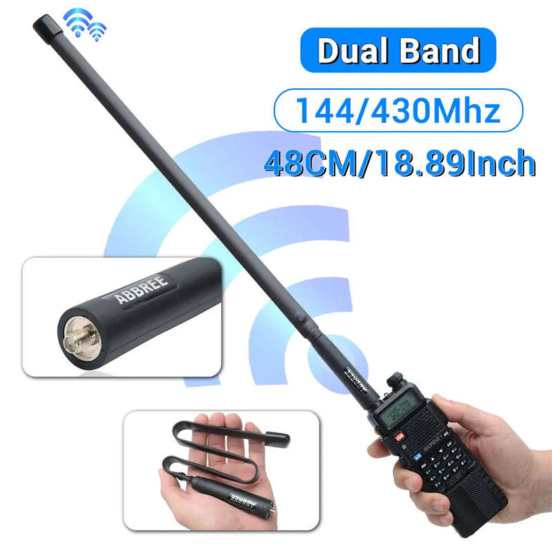 Abbree CS Tactical Antenna SMA Female Dual Band 144/430Mhz Foldable Walkie Talkie for Baofeng UV 5R