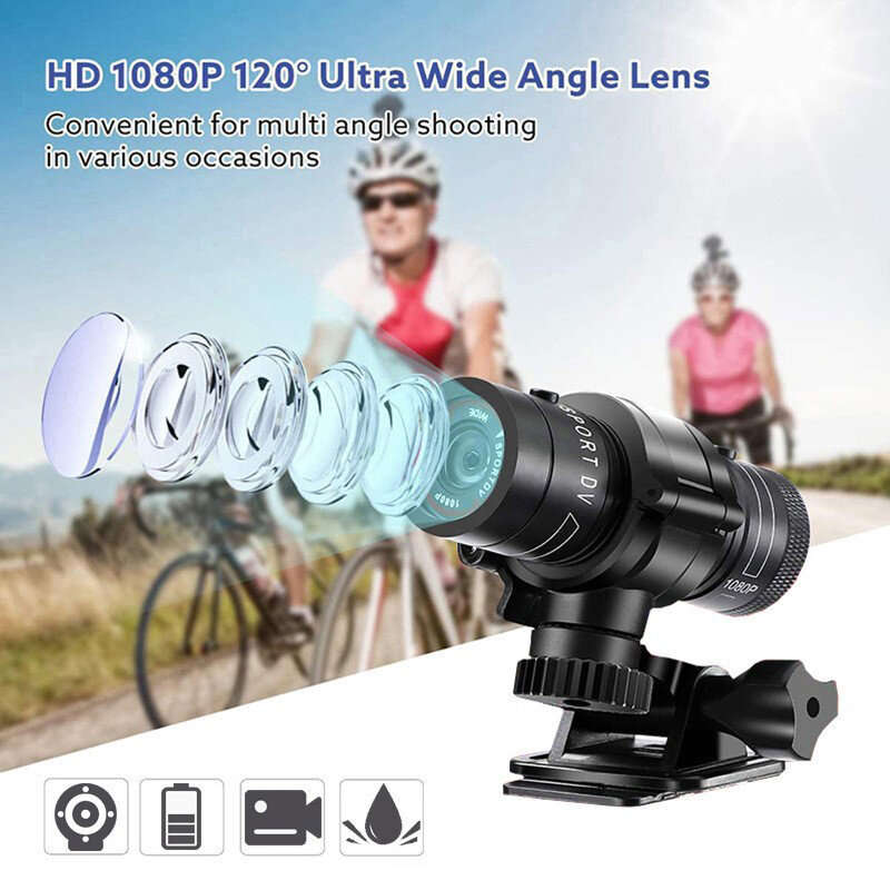 XANES 1080P Bicycle Helmet Camera 120 Wide Angle Bicycle Sports Camera IPX6 Waterproof Mini Motorcyc