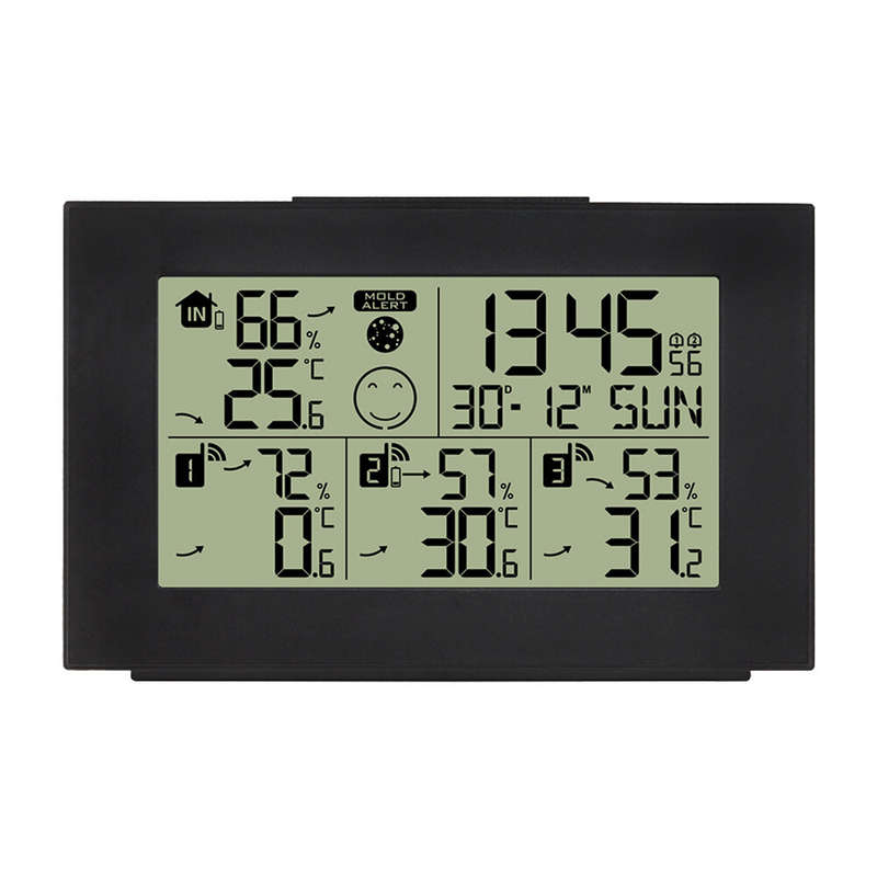 One for Three Digital Thermometer Hygrometer Alarm Clock Wireless Indoor Weather Station Dual Alarm