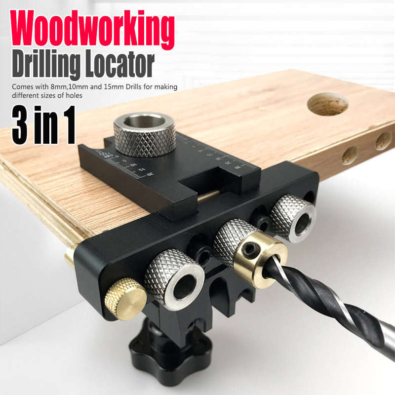 3-in-1 Precision Jig Dowel Cam Jig Dowelling Jig Master Kit Wood Hole Drilling Guide Woodworking Pos