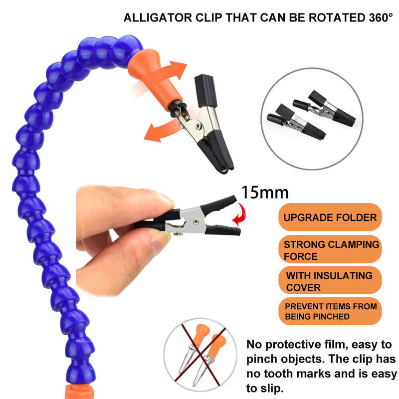 360 Degree Rotatable Auxiliary Soldering Station with Anti-Scratch Alligator Clips Flexible Y-Shaped