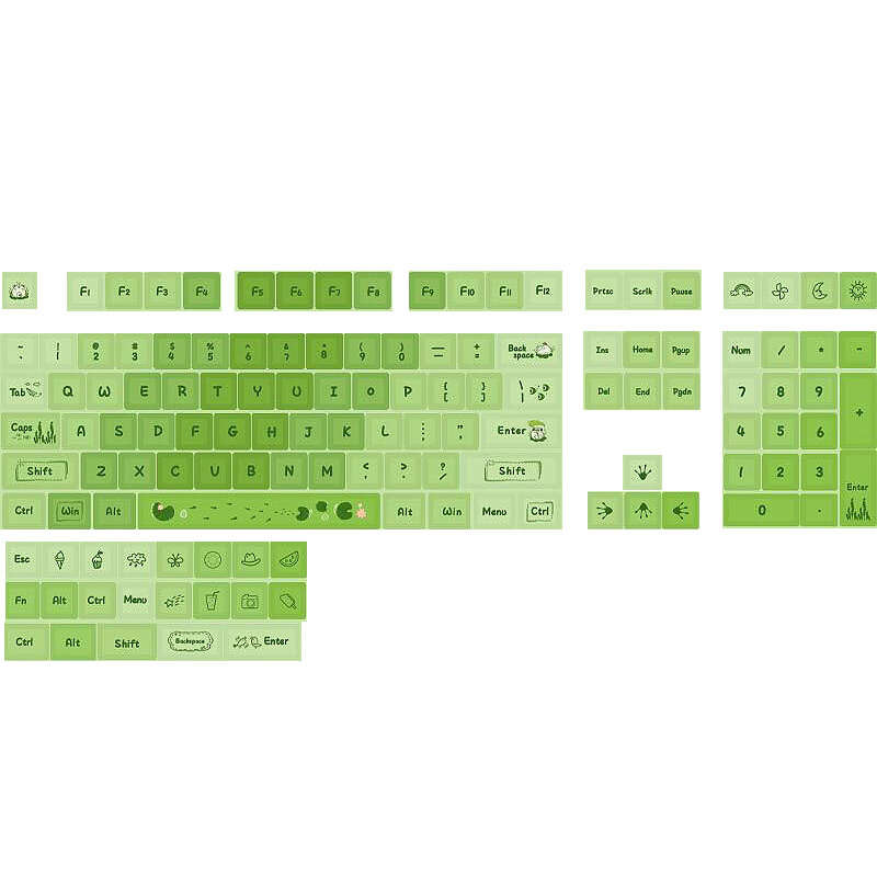Matcha Mint Green Mechanical Keyboard XDA Profile Keycap Set 127-key PBT Sublimation Customed Keycap