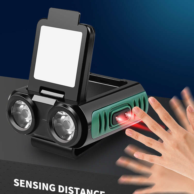 500LM 200M Portable XPG COB Headlight Rechargeable LED Sensor Cap Clip Light Outdoor Camping Work Li