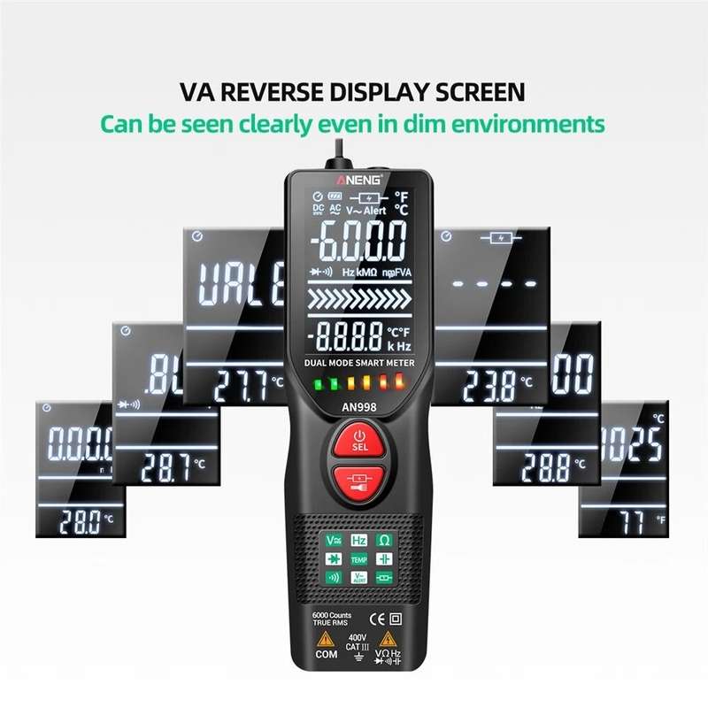 ANENG AN998 Automatic Digital Professional Multimeter 6000 Counts Electric Auto Ranging AC/DC Voltme