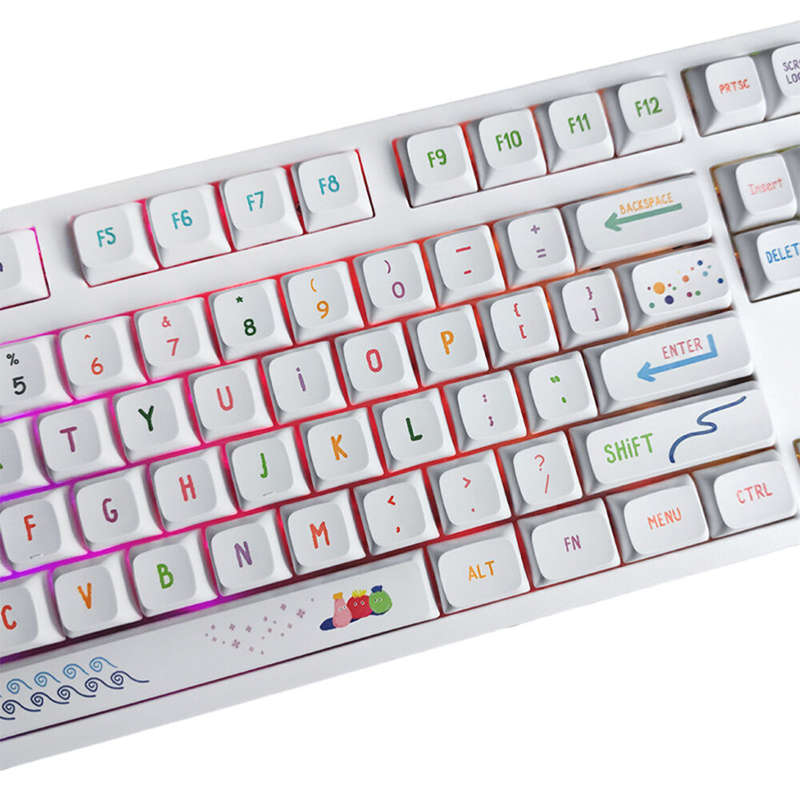 123 Keys Summer Painting Keycap Set XDA Profile Sublimation PBT Custom Keycaps for Mechanical Keyboa