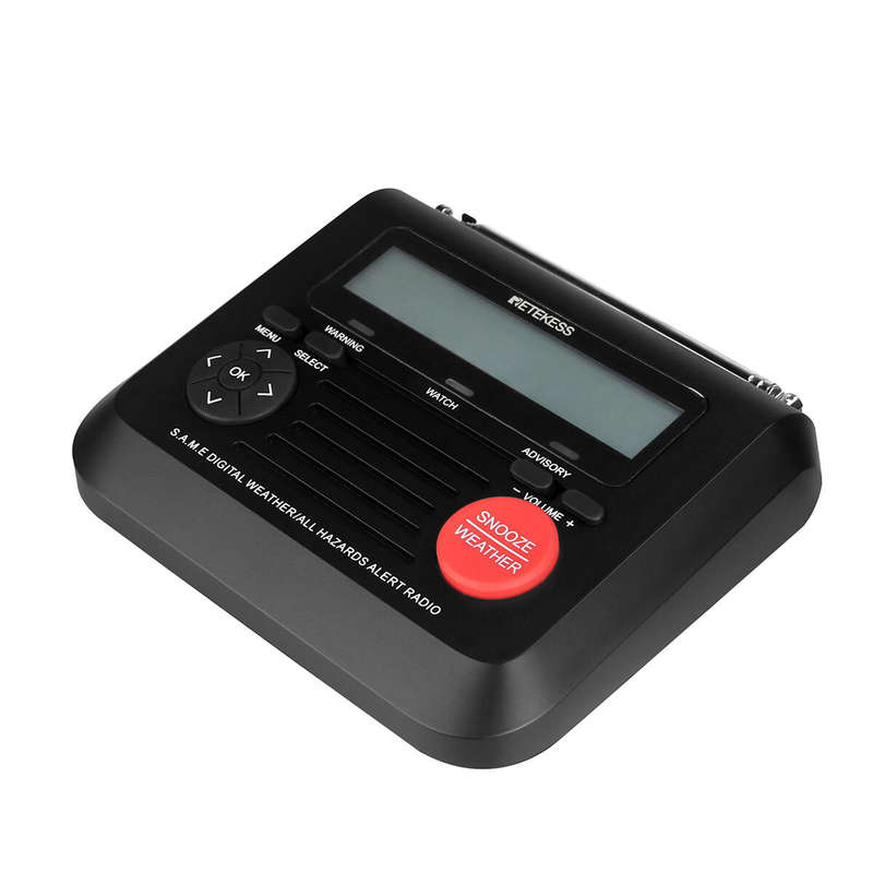 Retekes TR625 Portable NOAA Radio Emergency Weather Alert Radio with Digital Alarm Clock Voice Alert